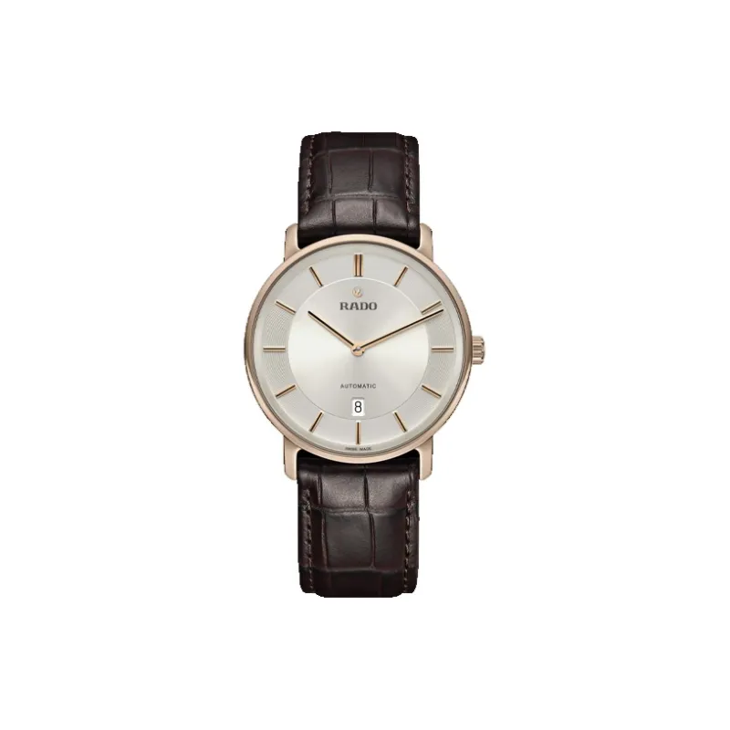 RADO Automatic Mechanical Movement Men's Watches Watch 41mm Silver Dial Ceramic Watch Case Leather Watch Bands-0