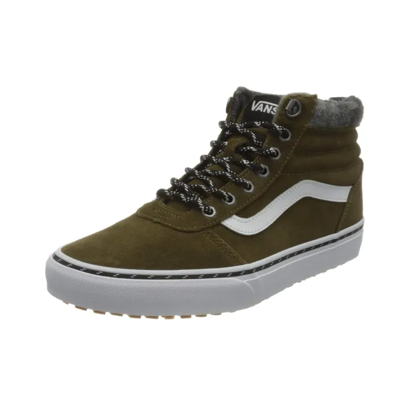 Vans Ward Skateboard Shoes Unisex High-Top Brown Green/White-2