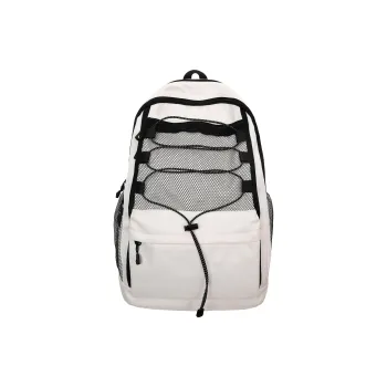 Kaka Tree Nylon Backpack Minimalist Style Backpack Large Capacity Unisex White/Black