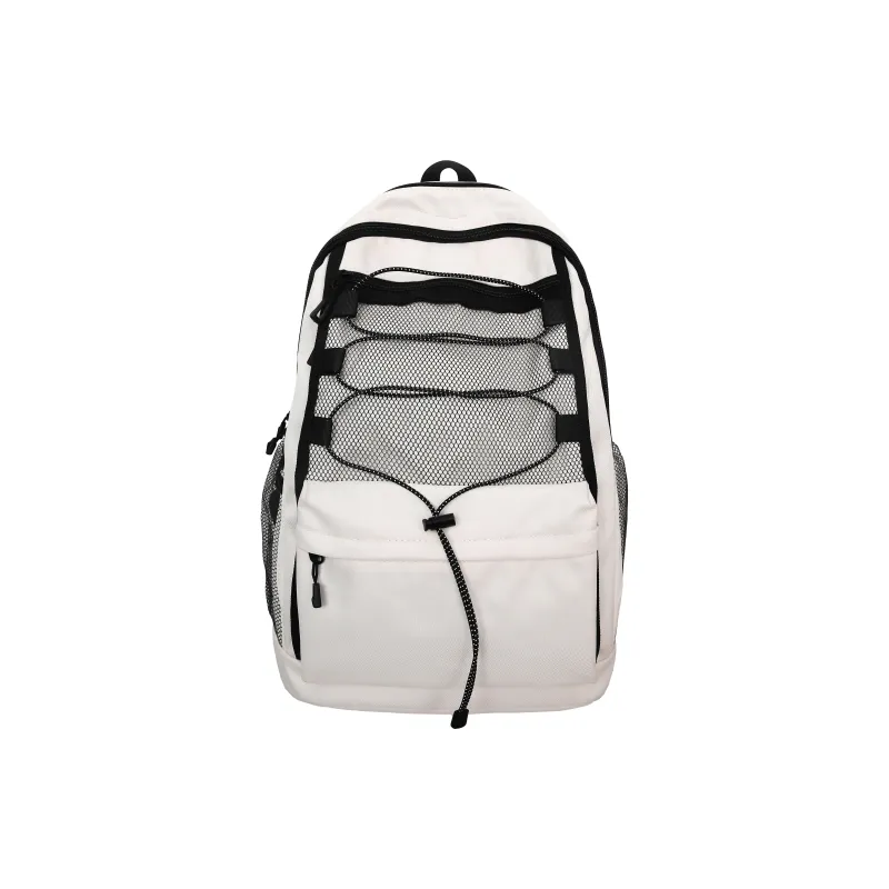 Kaka Tree Nylon Backpack Minimalist Style Backpack Large Capacity Unisex White/Black-0