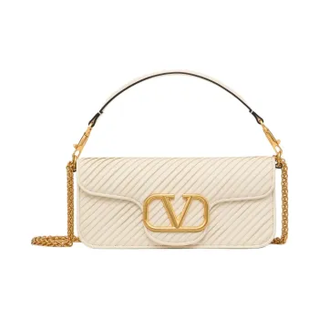 Valentino Pleated Nappa Leather Portable Crossbody Bag Shoulder Bag Women's Ivory White