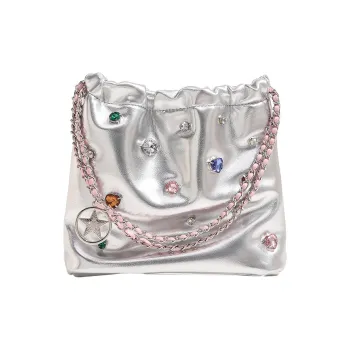 Carksky PU Shoulder Bag Regular Women's Silver/Black