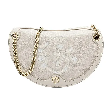 Ancient Yi Xi Cow Leather New Moon Shoulder Bag Women's Coconut White