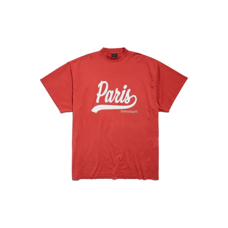 Balenciaga FW24 T-Shirt Loose Fit Style Unisex Fade-Resistant Red-0