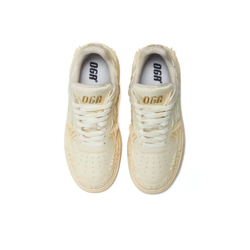 OGR Dragon Scales Model Low Top Skateboard Shoes Unisex Jade Apricot Gold Box Included-4