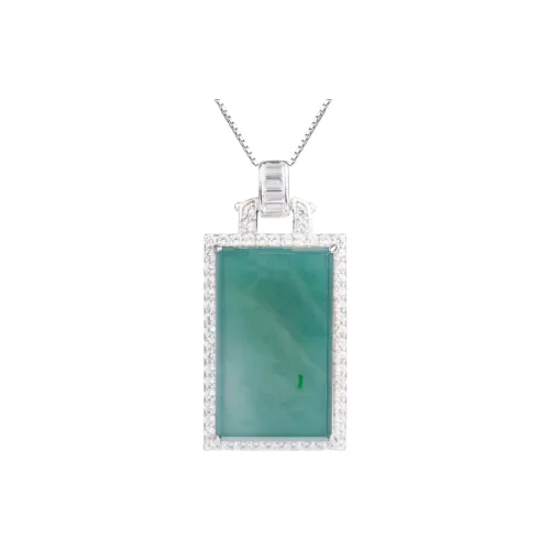 Clear Snow Ice Glutinous Jadeite Amulet/Wushi Pendant Necklace Unisex