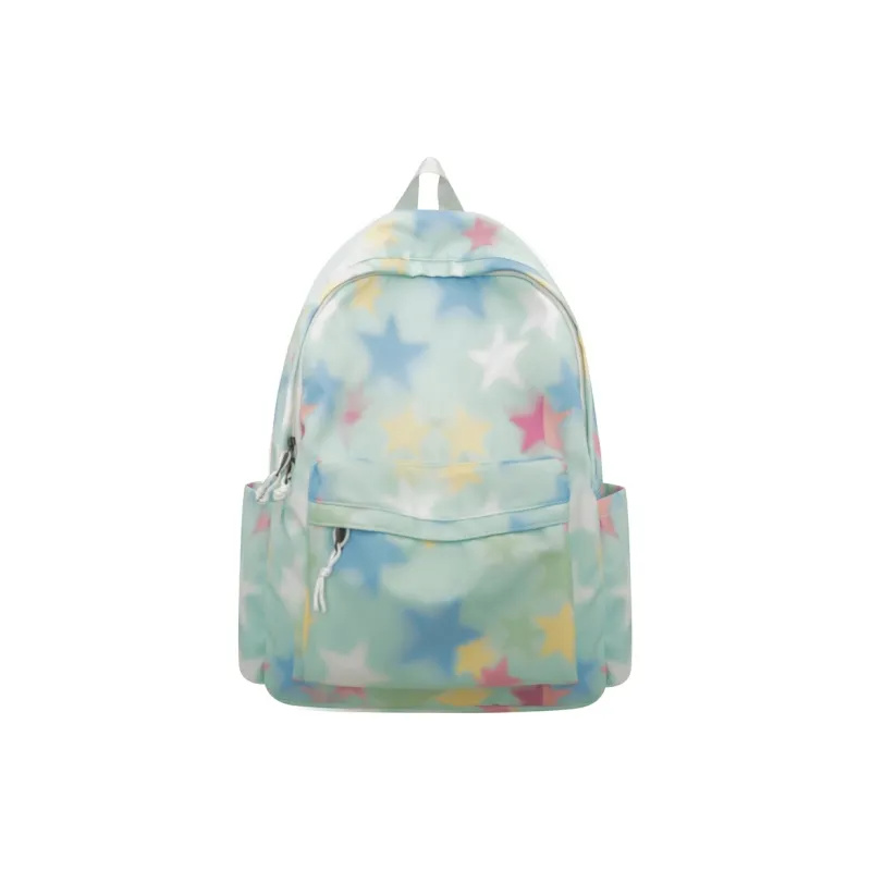 Rainbow Girl Nylon Backpack Regular Women's Purple/White/Green/Black-5