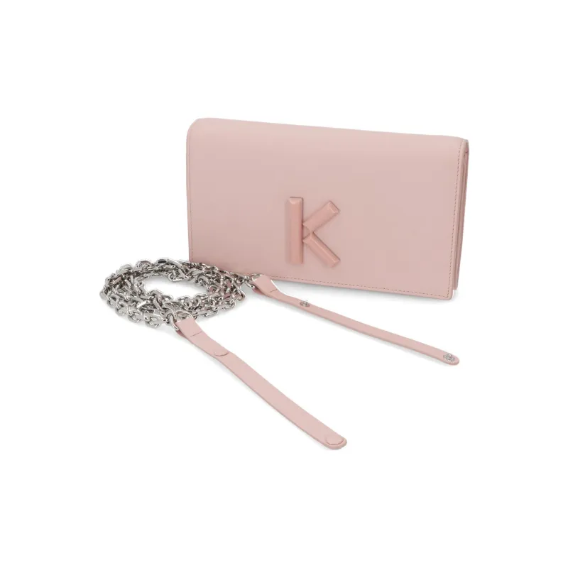 KENZO Leather Crossbody Bag Shoulder Bag Women's Light Pink-2