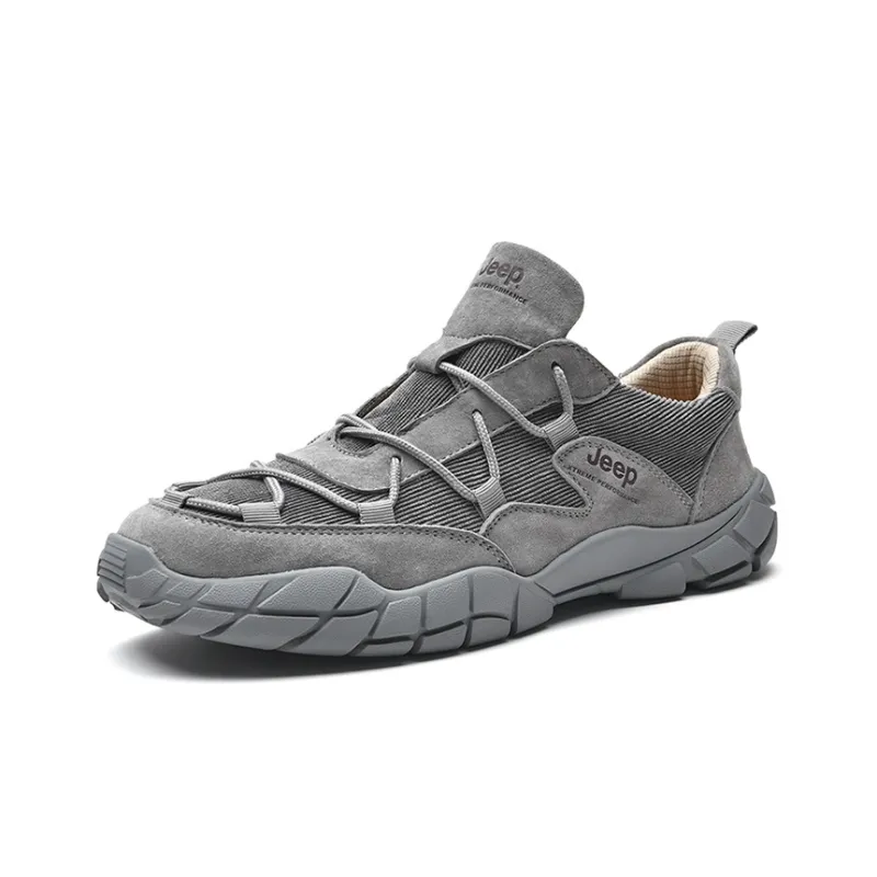 Jeep Hiking Wear resistant Lightweight Breathable And Non slip. Low Top Outdoor Shoes Men's Gray-2