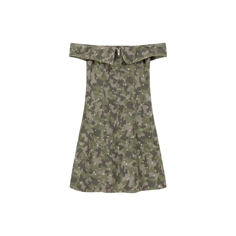 CHUU Slip Dresses Women's Green Camouflage-1