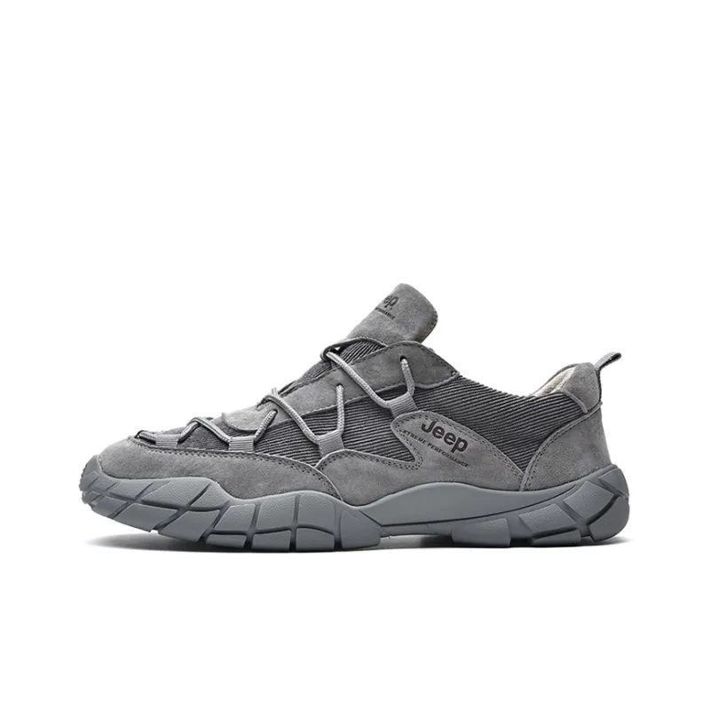 Jeep Hiking Wear resistant Lightweight Breathable And Non slip. Low Top Outdoor Shoes Men's Gray-0