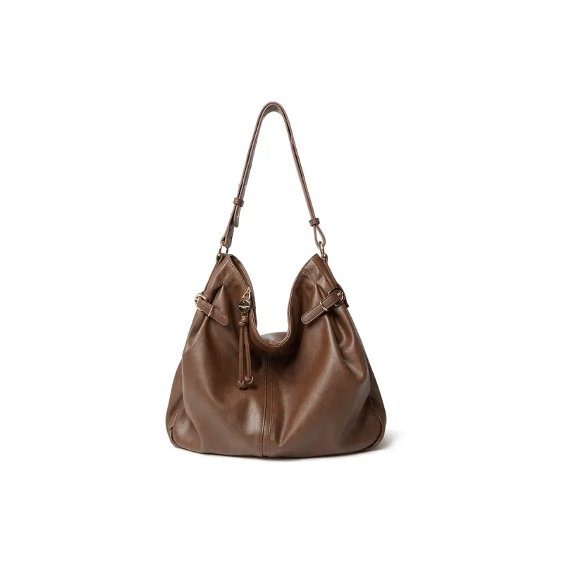 JONBAG Synthetic Leather Shoulder Bag Large Size Women's Hazelnut Brown/Black/White-2
