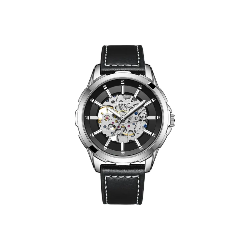 KUERST Automatic Mechanical Movement Genuine Leather Strap Watch Men's Watches White Dial-4