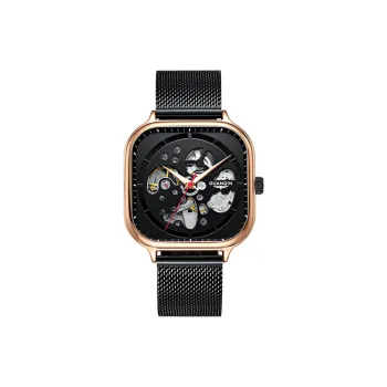 GUANQIN GUANQIN GJ16172.WD Mechanical Movement Stainless Steel Watchband Watch Men's Watches Black Dial