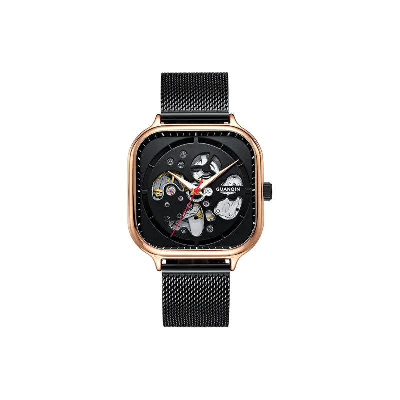 GUANQIN GUANQIN GJ16172.WD Mechanical Movement Stainless Steel Watchband Watch Men's Watches Black Dial-0