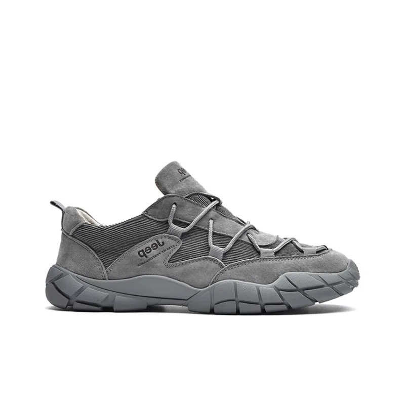 Jeep Hiking Wear resistant Lightweight Breathable And Non slip. Low Top Outdoor Shoes Men's Gray-1