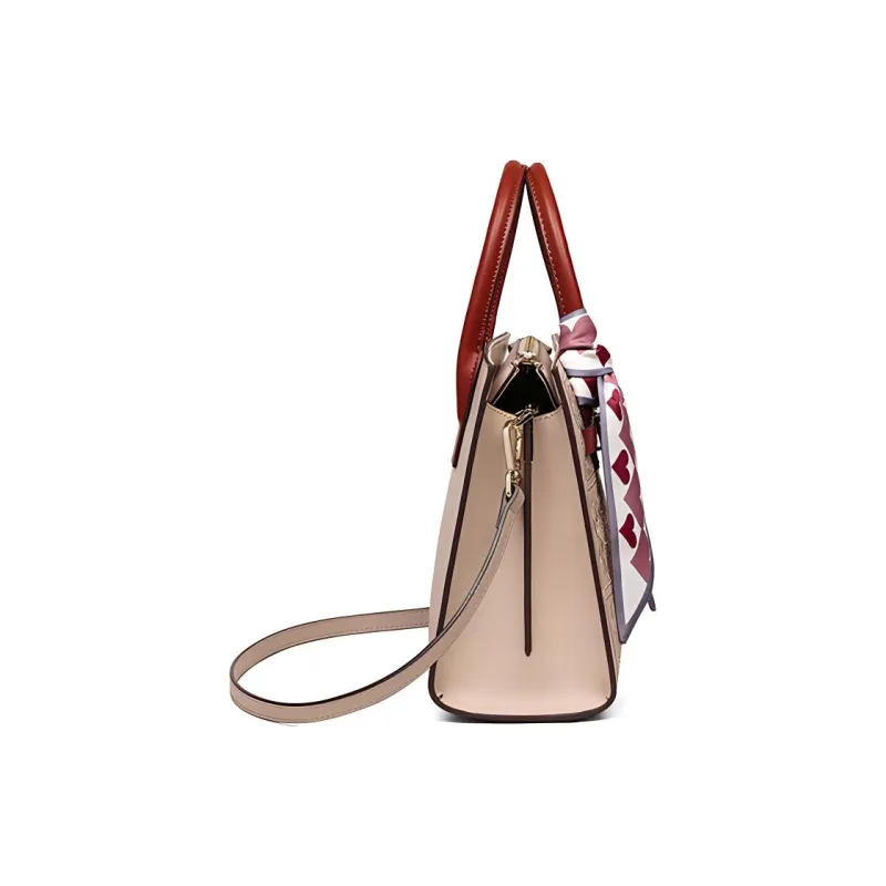 C°BANNER Cow Leather With Synthetic Leather Mom Bag, Shoulder Bag, Crossbody Bag, Handbag Regular Women's Beige Apricot-5