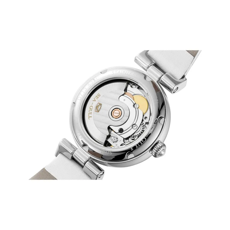 Sea Gull Business Formal Collection Automatic Mechanical Movement Spun Silk Strap Watch Women's Watch Pink Watch Dial-4