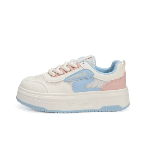 RENBEN Skateboard Shoes Women's Low-Top White/Blue/Pink