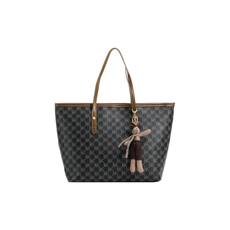 Dusen Kangaroo Pu Tote Bag, Shopping Bag, Shoulder Bag Regular Women's White/Black/Coffee-5