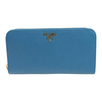 PRADA Calfskin Wallet Women's Light Blue
