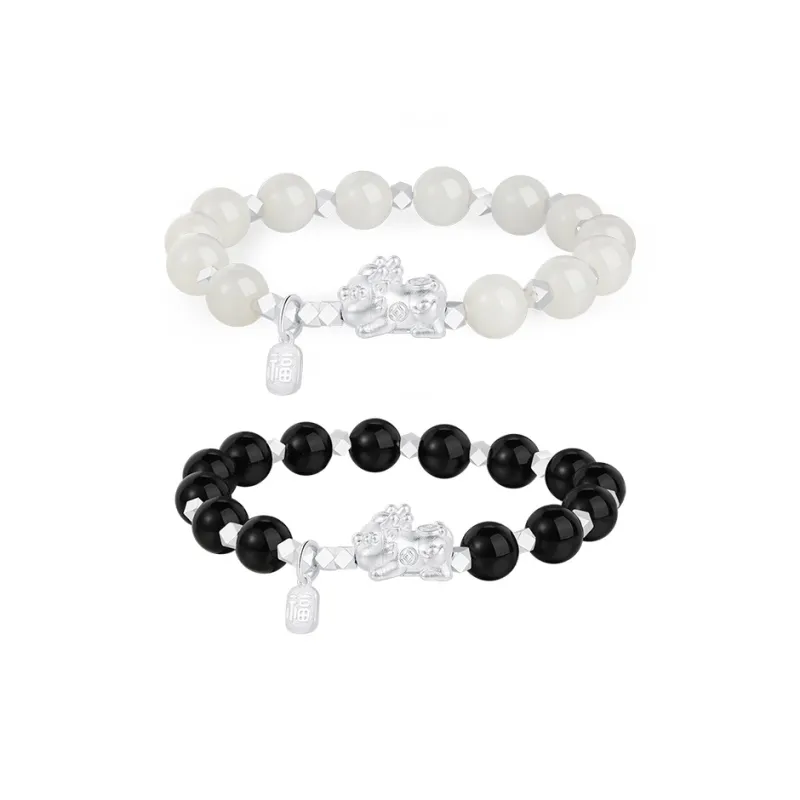 Central Fashion Obsidian Jade Bracelets Unisex-10