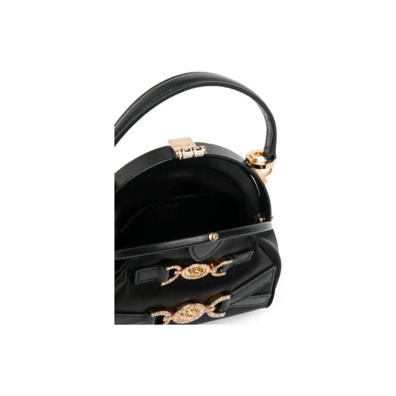 VERSACE Mini Crystal Medusa '95 Satin Handbag Black-3