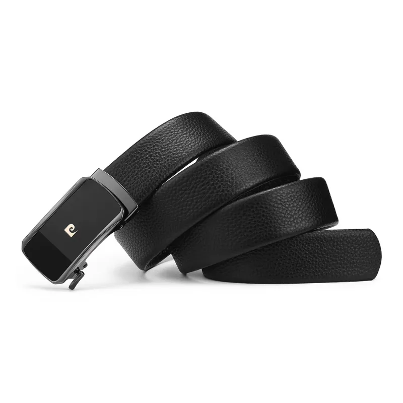 PIERRE CARDIN Top Grain Cow Leather Genuine Leather Belt Men's Black 3.65CM-2