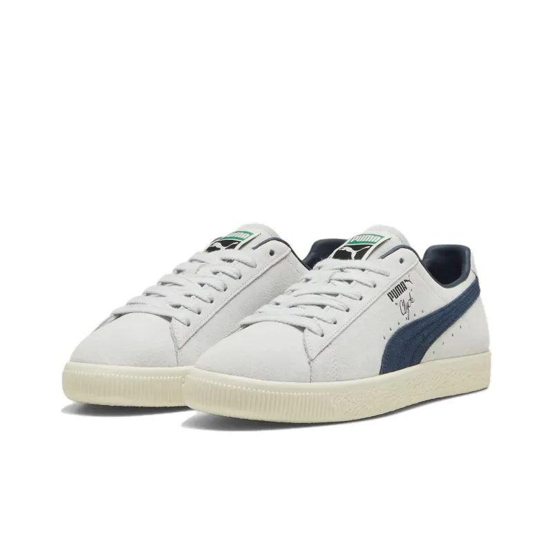PUMA Clyde OG Anti Slip Wear Resistant Low Top Skateboard Shoes Unisex White Blue-2