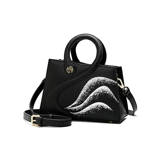 Ancient Yi Xi Cow Leather Elegant Shoulder Bag, Crossbody Bag, Handbag Women's Black-1