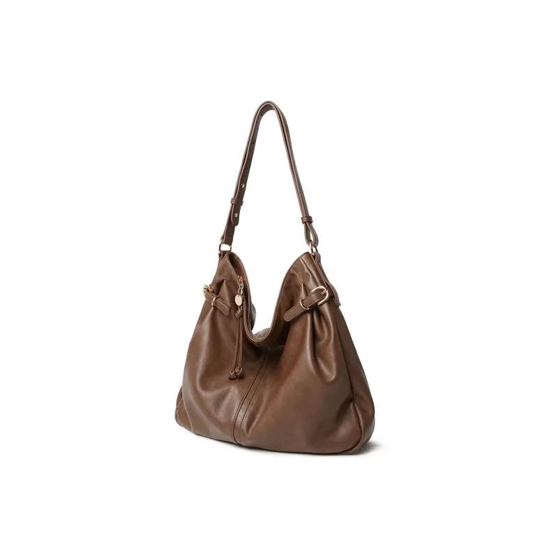 JONBAG Synthetic Leather Shoulder Bag Large Size Women's Hazelnut Brown/Black/White-1