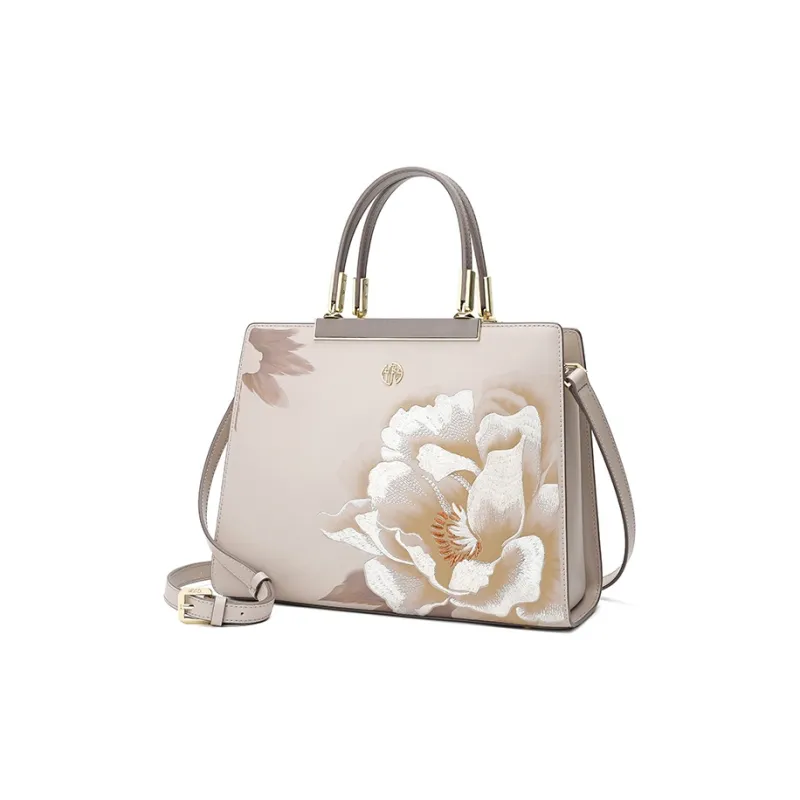 Ancient Yi Xi Cow Leather Cheongsam Handbag Mature And Elegant Shoulder Bag Crossbody Bag Women's Orchid Red-1