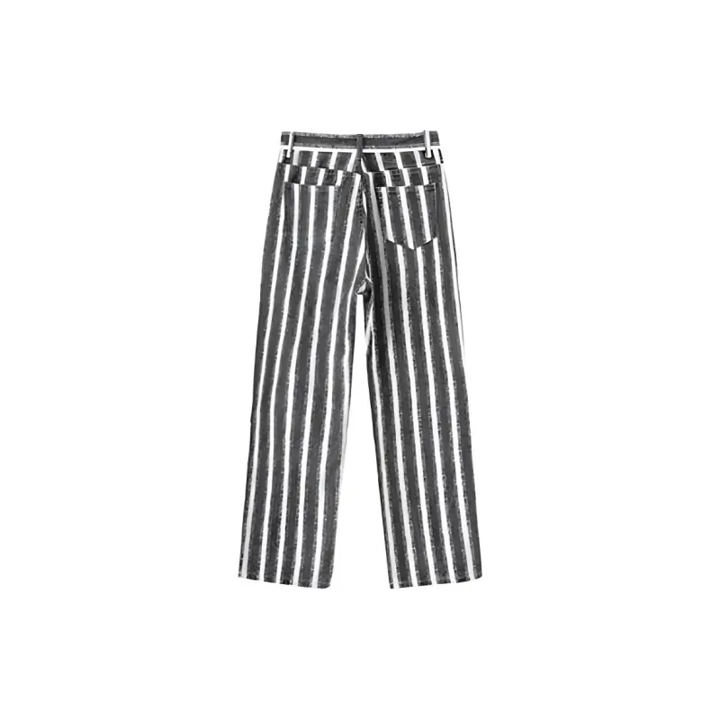 Cubic Jeans Women's Black White Stripes-1