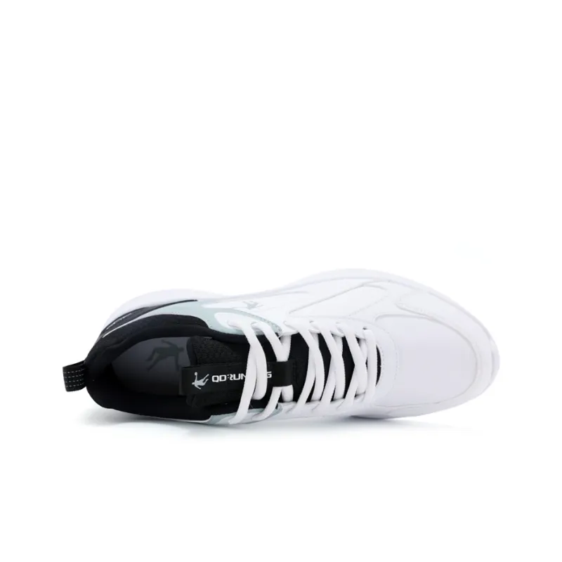 QIAODAN Anti Slip Wear Resistant Low Top Running Shoes Men's White Green-3
