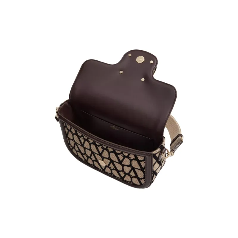 Valentino Leather Portable Crossbody Bag Shoulder Bag Women's Brown-5