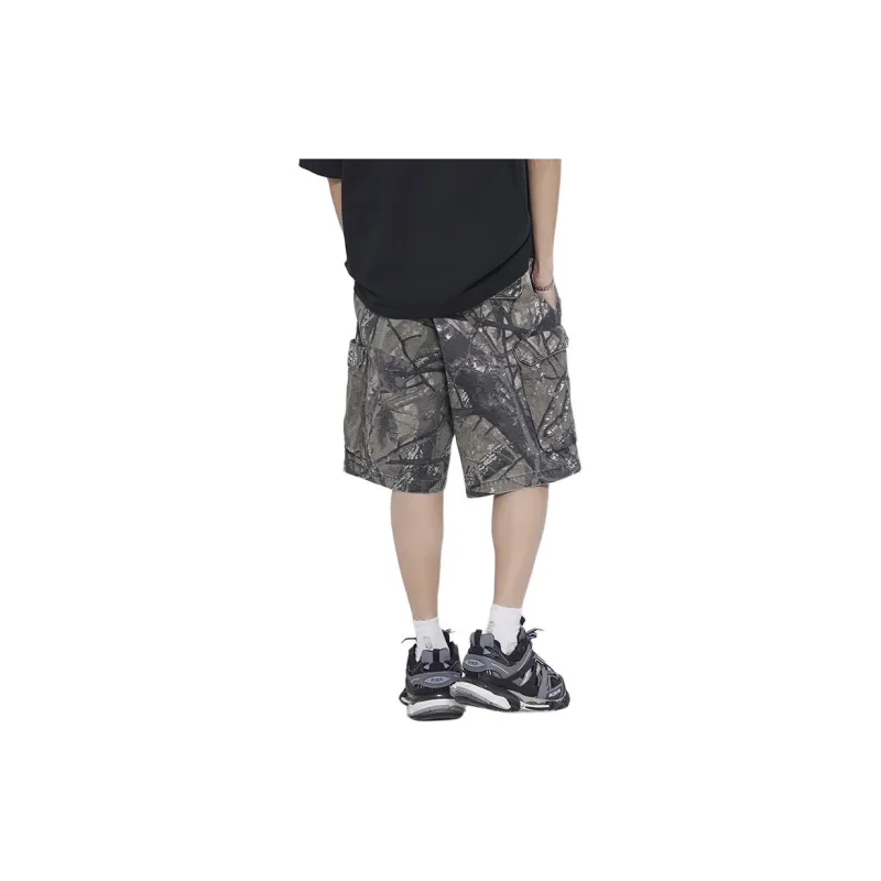 【dme】 Casual Shorts Men's Gray Branch Camouflage-1