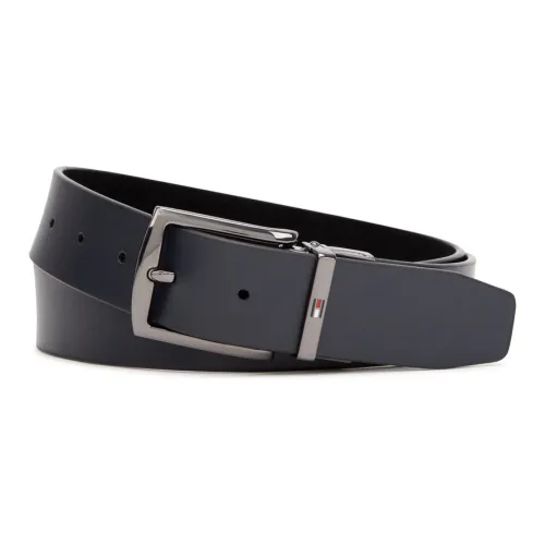 Tommy Hilfiger Cow Split Leather Belts Men's Black 3.5cm