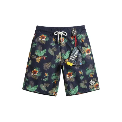 GAILANG Beach Shorts Men Navy Blue Green Leaves