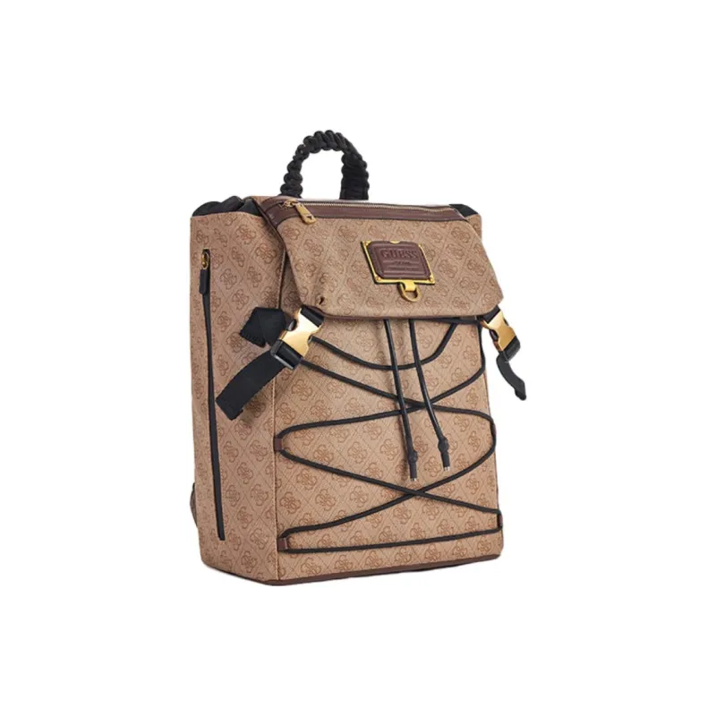 GUESS Artificial Leather Backpack Medium Size Men's Brown-1