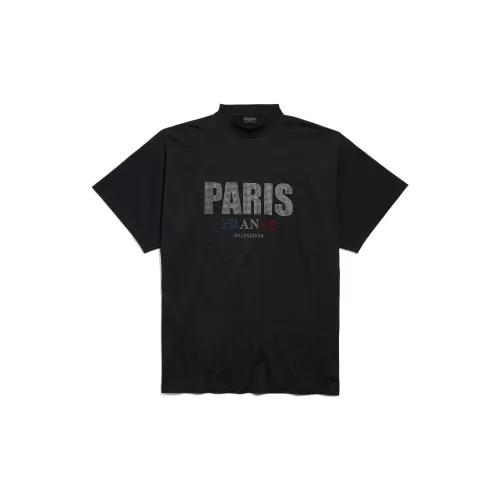 Balenciaga Logo Embellished Mockneck T Shirt
