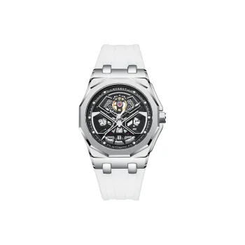 KUERST Automatic Mechanical Movement Rubber Strap Watch Men's Watches Black Dial