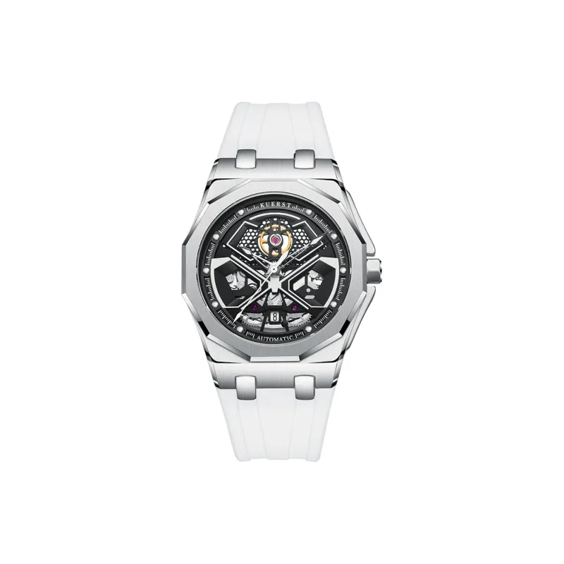 KUERST Automatic Mechanical Movement Rubber Strap Watch Men's Watches Black Dial-0