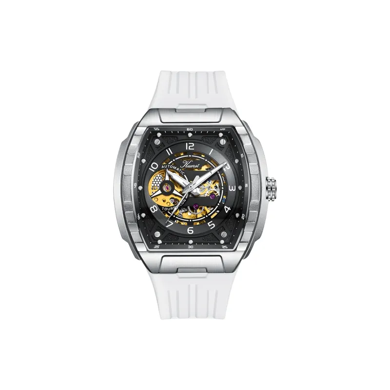 KUERST Automatic Mechanical Movement Rubber Strap Watch Men's Watches Black Dial-12