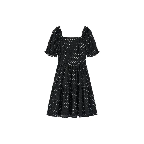 EICHITOO Short-Sleeved Dresses Women's Black Pattern