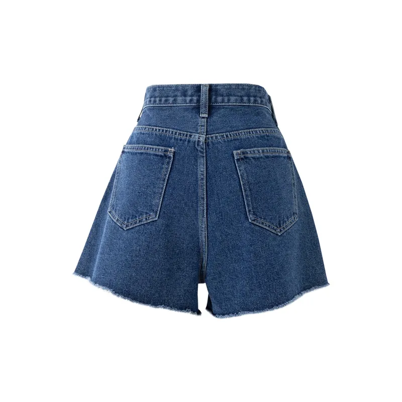 SOON FLOWER Denim Shorts Women's Light Blue-5