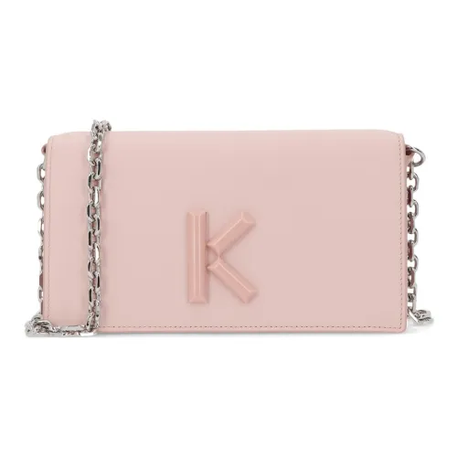 KENZO Leather Crossbody Bag Shoulder Bag Women's Light Pink