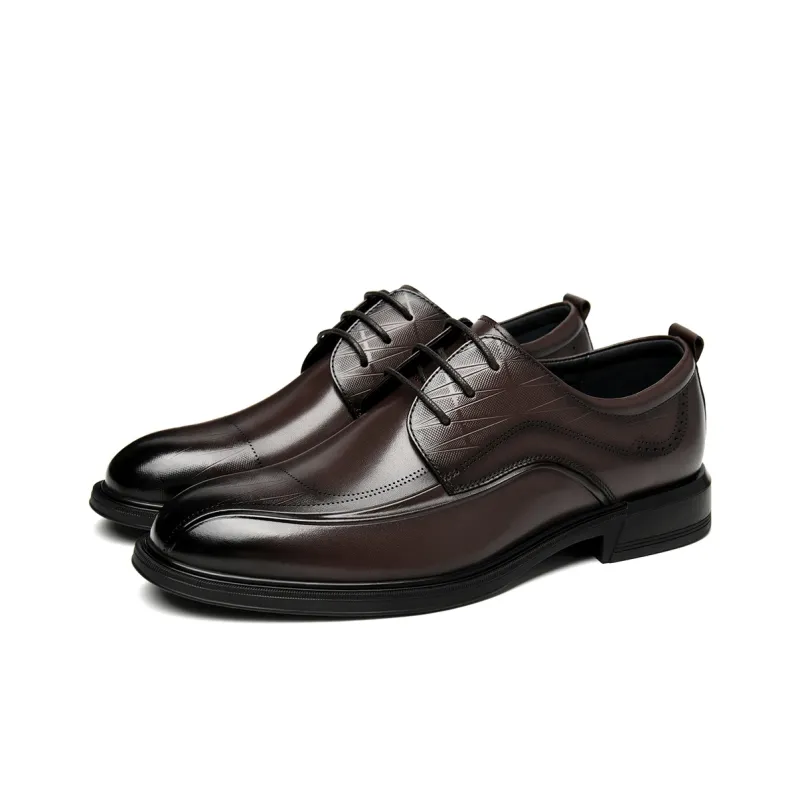HLA Classic Genuine Leather Dress Shoes Business Pointed Toe Wedding Derby Shoes Men's-9