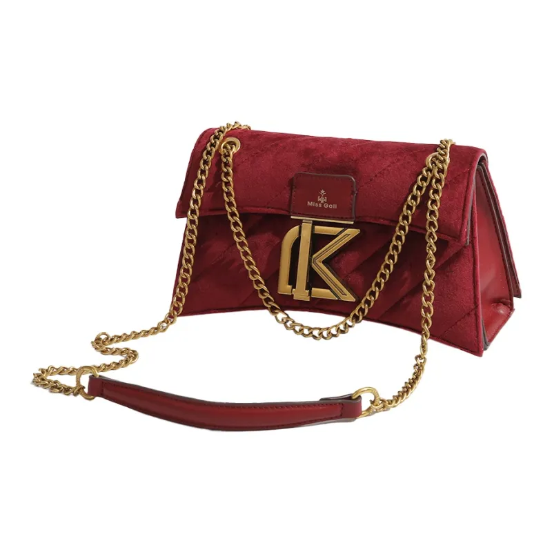 MISS GAIL Artificial Leather Handbag Shoulder Bag Crossbody Bag Medium Size Women's Red-2