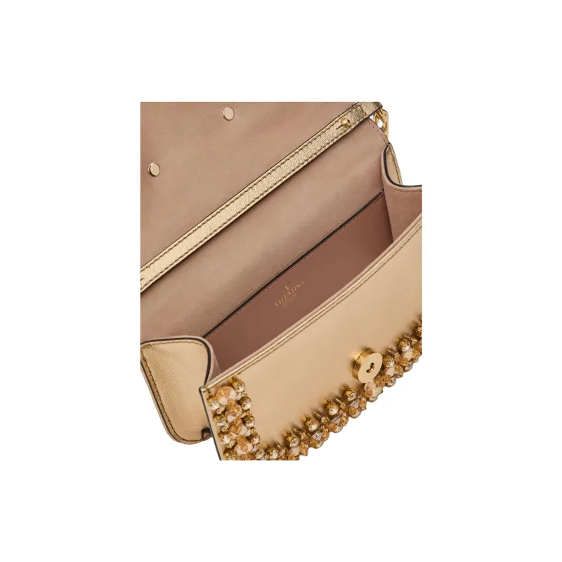 Valentino GARAVANILocò Embroidery Portable Crossbody Bag Shoulder Bag Small Size Women's Gold-5