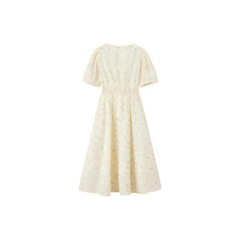 EICHITOO Short Sleeved Dresses Women's Ecru Pattern-1